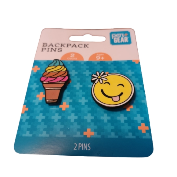HAPPY FACE ☆ ICE CREAM CONE ☆ BACKPACK ENAMEL PINS ☆ NIP - Picture 7 of 7